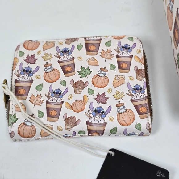 Loungefly Stitch Pumkin Spice Latte Mini Backpack Wallet Se Nwt - Picture 8 of 8